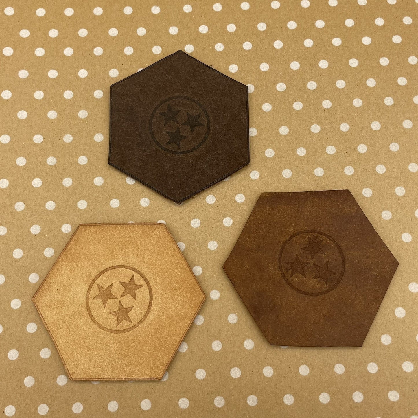 Honeymouth Leather Tri- Star Coaster