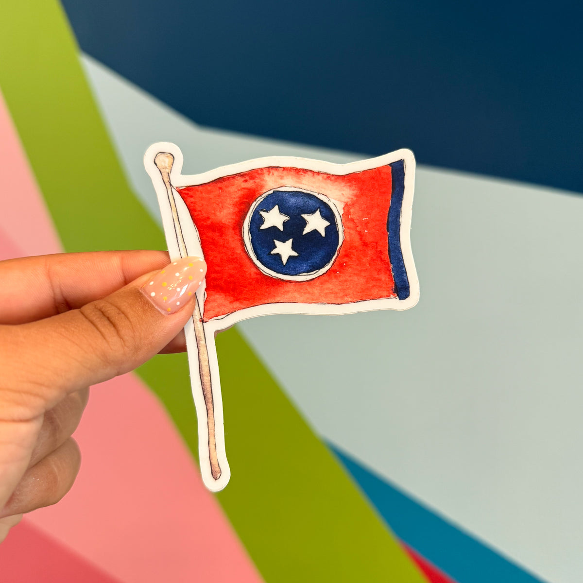 Tri-Star Flag Sticker w/Pole