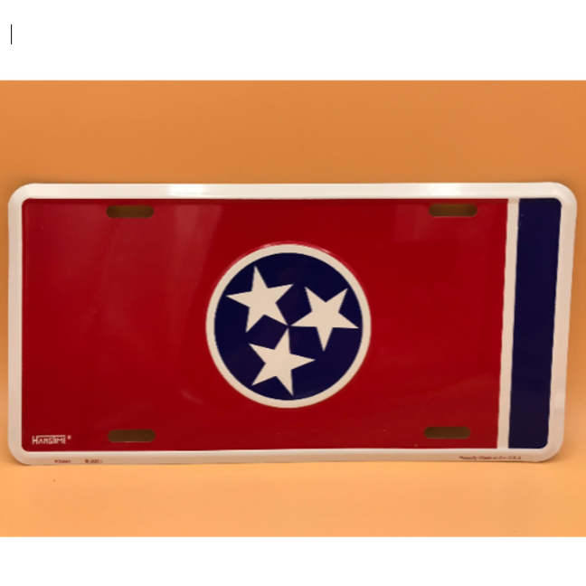 Red Tri-Star License Plate