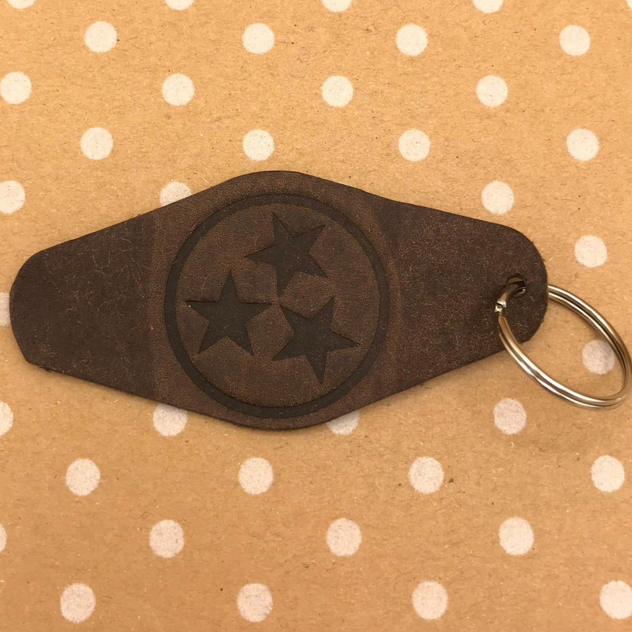Honeymouth Diamond Tri-Star Leather Key Chain