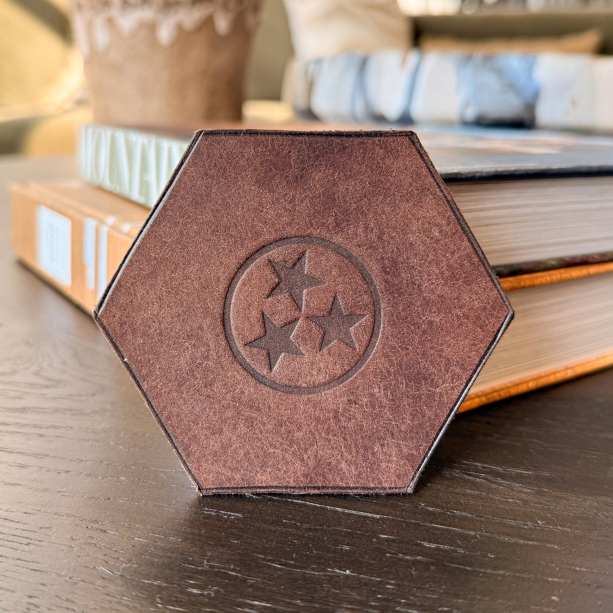 Tri-Star Leather Coaster