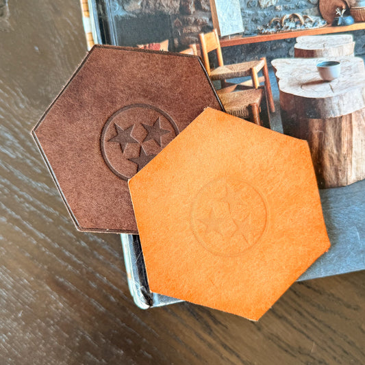 Tri-Star Leather Coaster