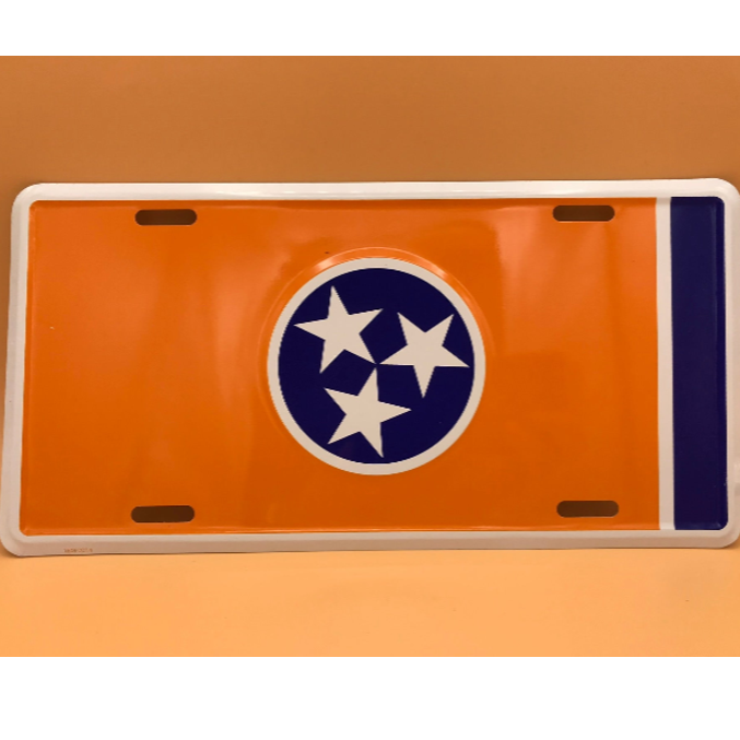 Orange Tri-Star License Plate