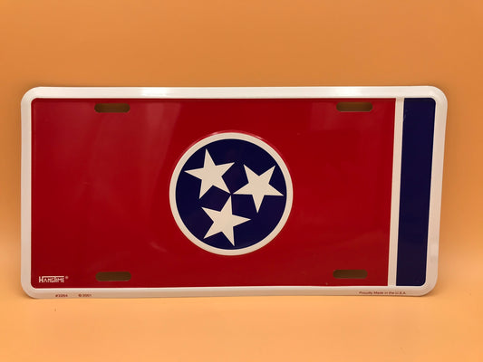 Red Tri-Star License Plate