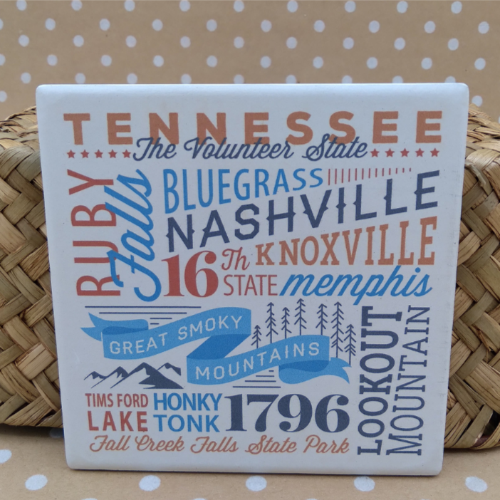 Tennessee Typography Coaster